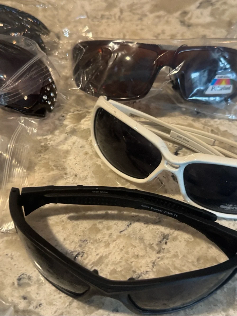 Silver Sport Sunglasses with Black Lenses - Unbranded sunglasses lot